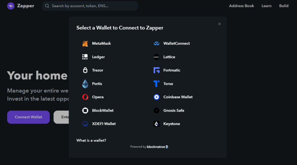 Zapper connect wallet