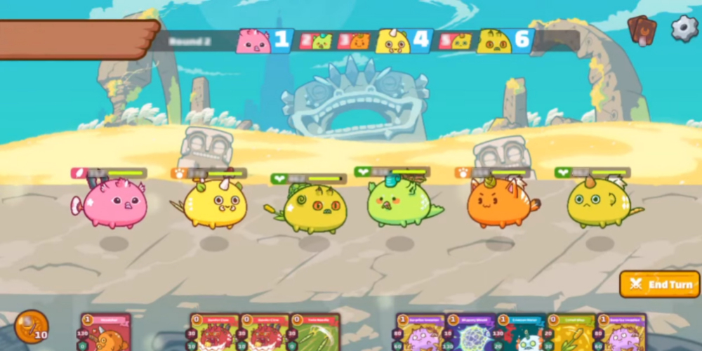 An example of a player versus player (PVP) match in Axie Infinity