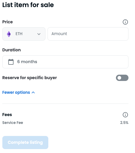 Step 4: Fill in the required details on the List item for sale page