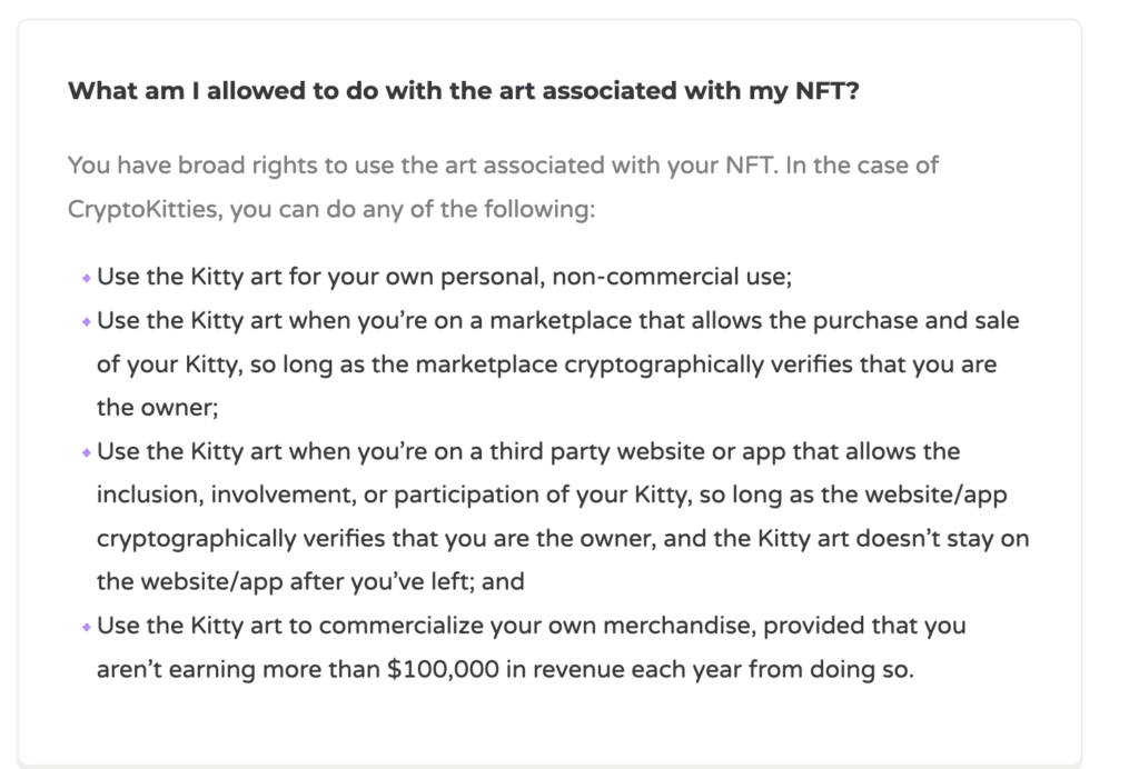 CryptoKitties NFT license