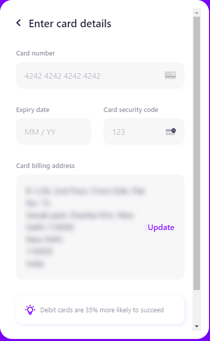 Moonpay buying process entering card details