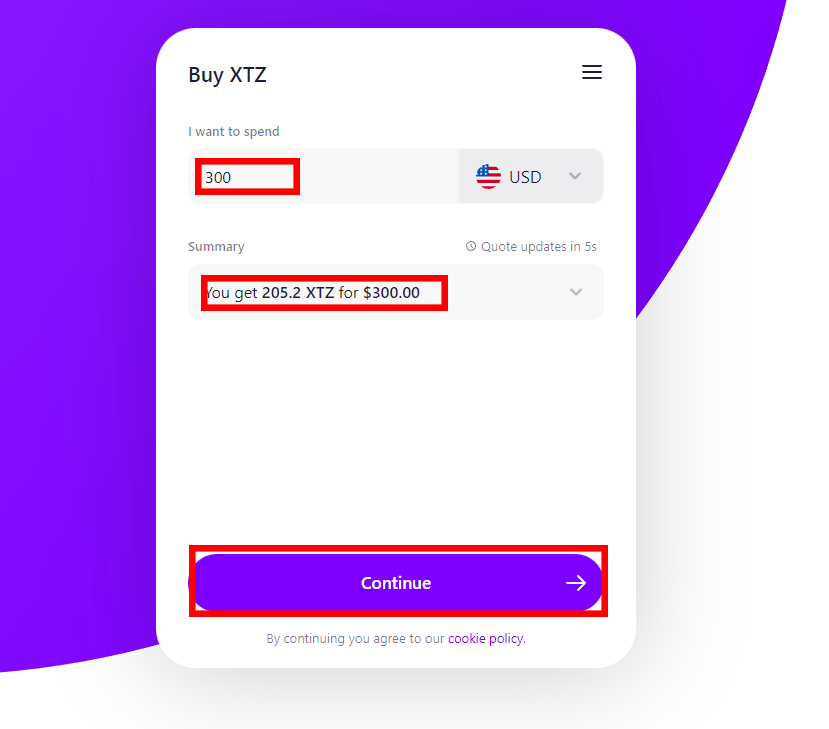 Moonpay checkout page