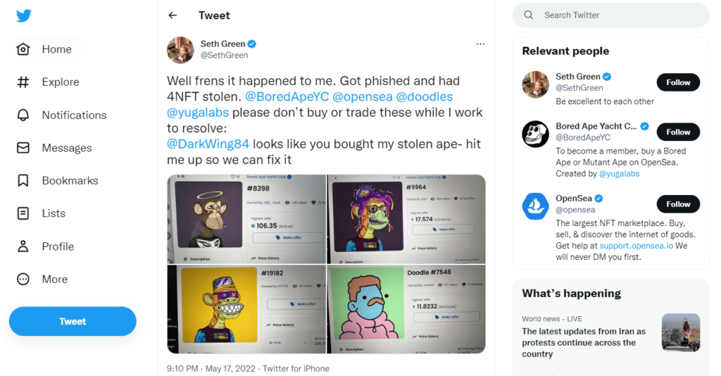 Seth green's NFT phishing scam incident