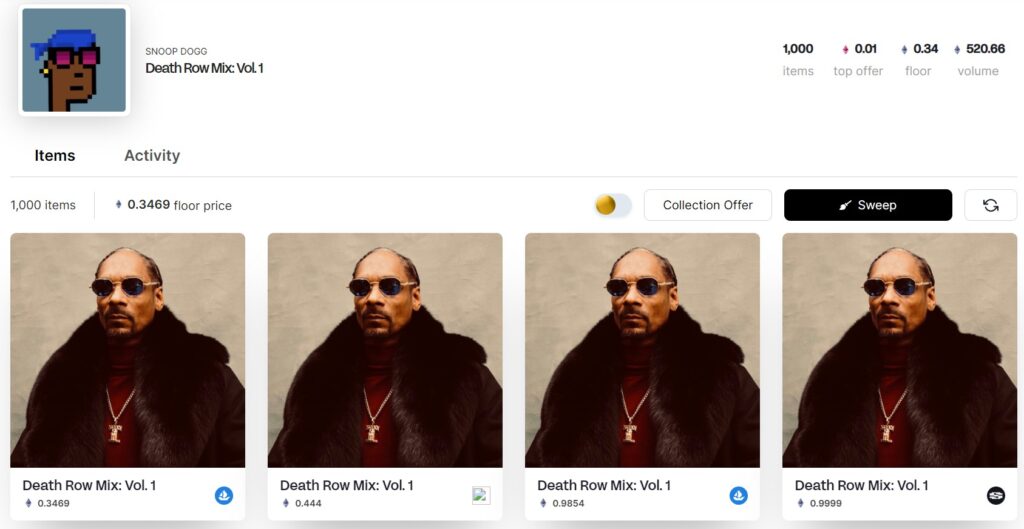 Best Music NFTs: Death Row Mix Volume 1 By Snoop Dogg