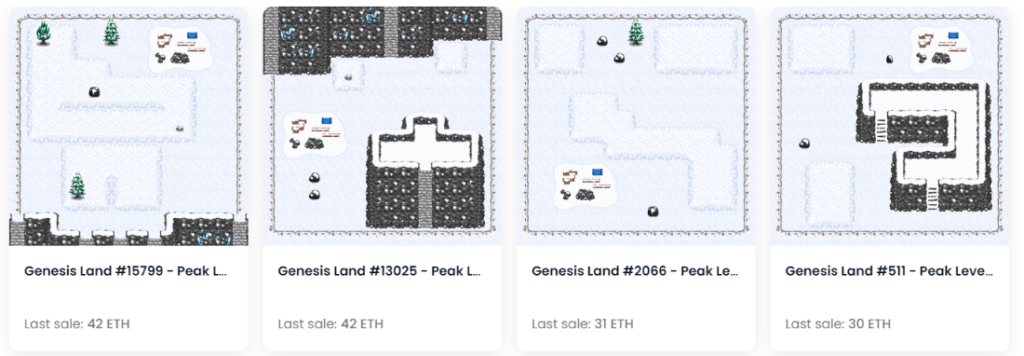 The rarest Genesis Land plots located on the ‘slope’ and ‘summit’ have sold for well over ETH 30. 