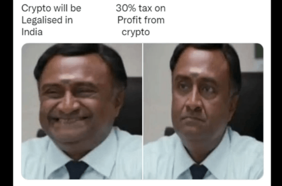 Crypto being legalized came with painfully high taxes in India. 
